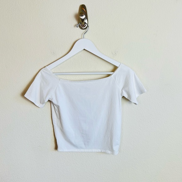 Abercrombie & Fitch White Bardot Off Shoulder Soft & Stretchy Top Blouse - Picture 3 of 8